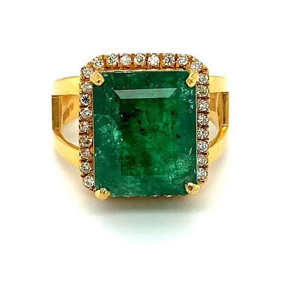GIA Certified Emerald 8.96ct Solid 21K Gold Ring - Picture 1 of 10